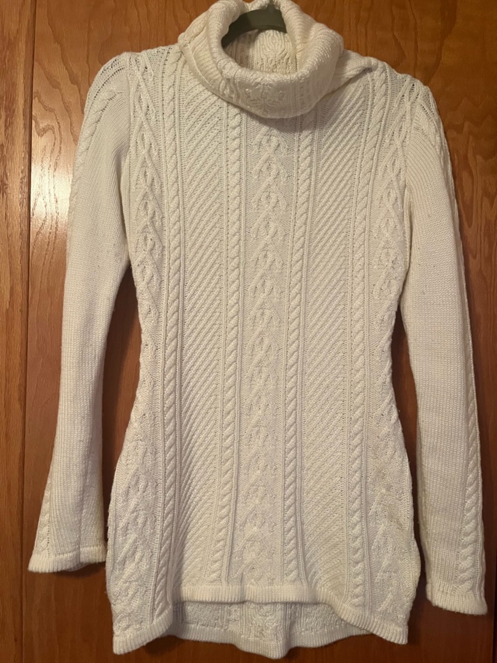 Women's Cable Knit Turtleneck Sweater - Cream